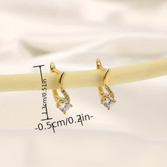 Girl s And Curved Copper Micro Inlaid Rhinestone Earrings