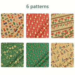 6pcs Christmas Wrapping Paper Folded 27 x 55in, Snowmen Candy Canes Tree