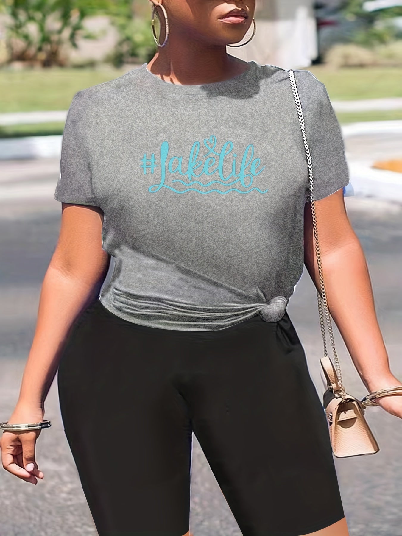 Women's Plus Letter Print 2-Piece Set