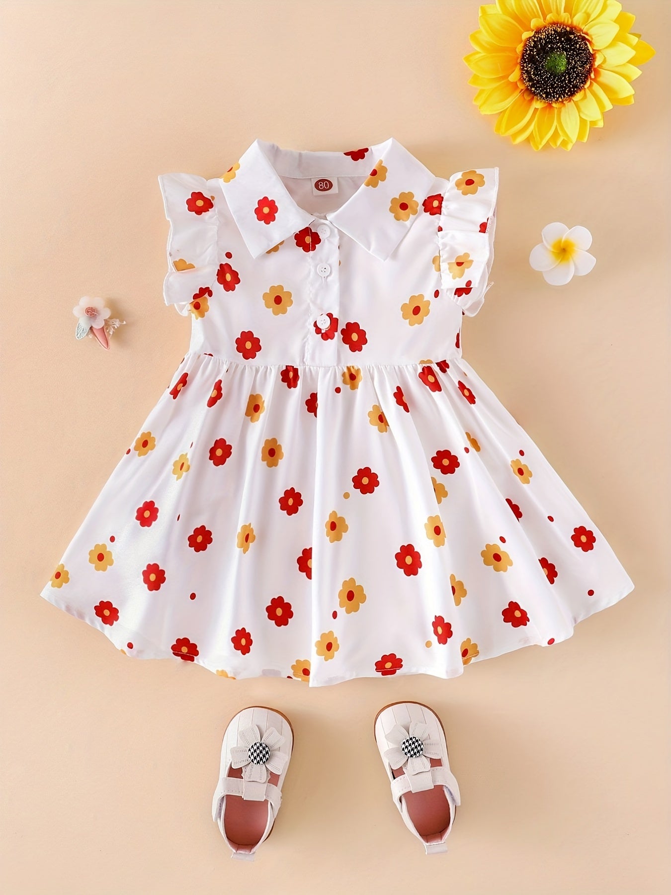 Infant Baby Floral Flutter Sleeve Dress