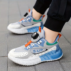 Boy's Block Basketball Shoes Rotating Buckle Comfy Breathable Non Slip Sneakers