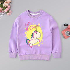 Girls' Unicorn Graphic Crew Neck Sweatshirt for Spring and Autumn