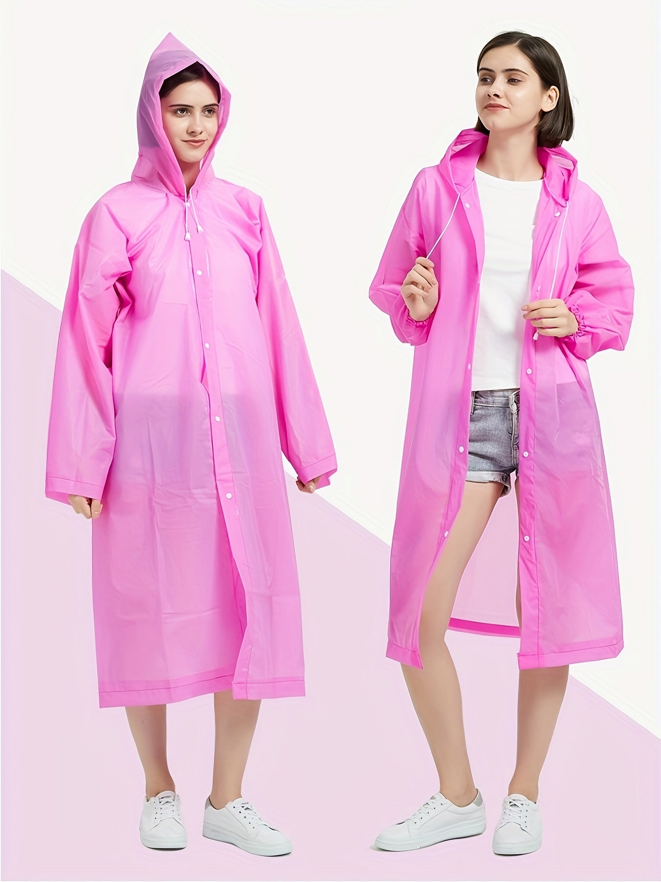 Thick PVC Waterproof Rain Pancho Hooded Raincoat