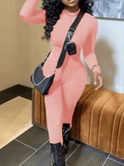 Skinny Crew Neck Jumpsuit Long Sleeve Suit For Spring & Fall