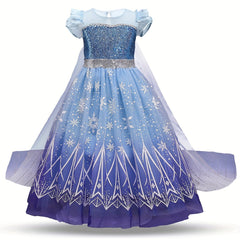 Anime Movie Cosplay Costume Snowflake Pattern Dress