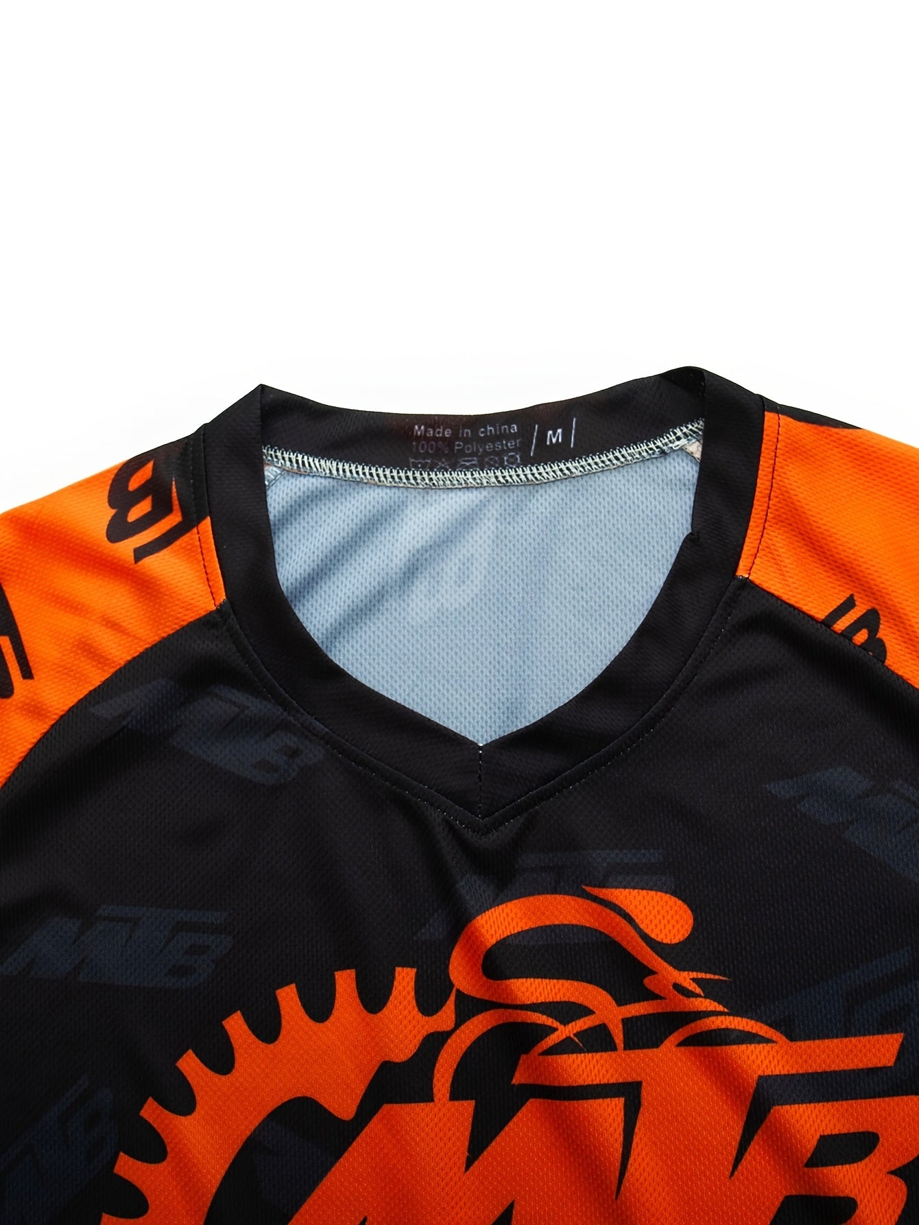 Men's Letter Pattern Cycling Jersey Active Long Sleeve Shirt