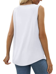 Pleated Square Neck Tank Top for Women