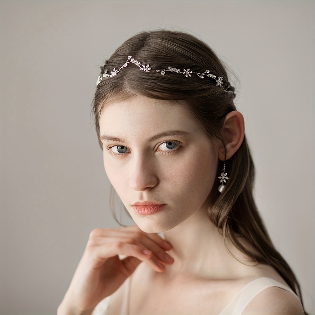 Snowflake Shape Rhinestone Head Piece for Bridal Wedding