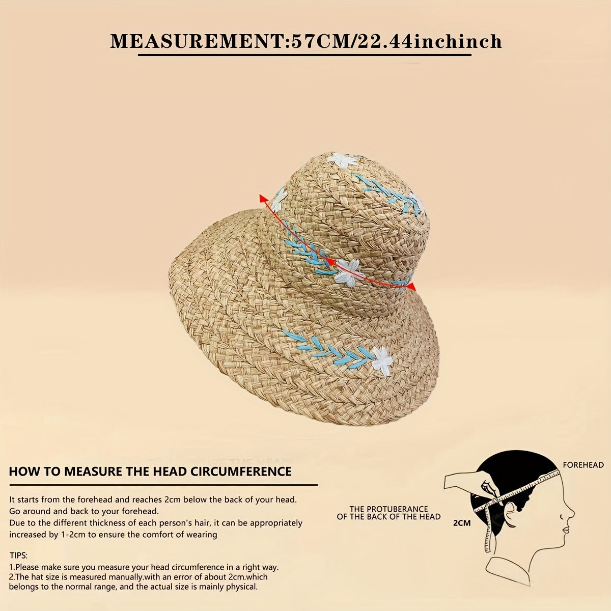 Vintage Flower Embroidery Khaki Bucket Hat Sun Hat