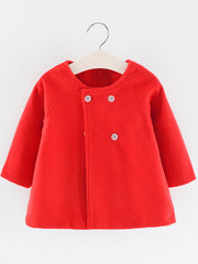 Cotton Jacket for Baby Girl 2-5 Years Double Breasted Button Winter Coat