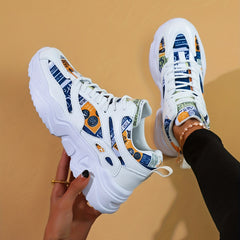 Women's Lace Up Running Shoes Thick Bottom Sneakers