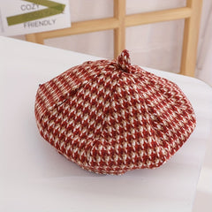 Houndstooth Pattern Newsboy Cap Beret For Kids