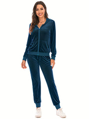 Women's Zip Up Hooded Top & Jogging Pants Lounge Set