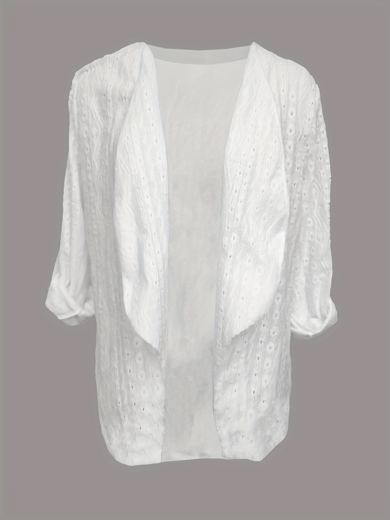 Hollow Out Long Sleeve Jacket Solid Outerwear Women's Clothing