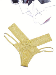 6pcs Floral Lace Cut Out Thongs Low Waist Panties Pack