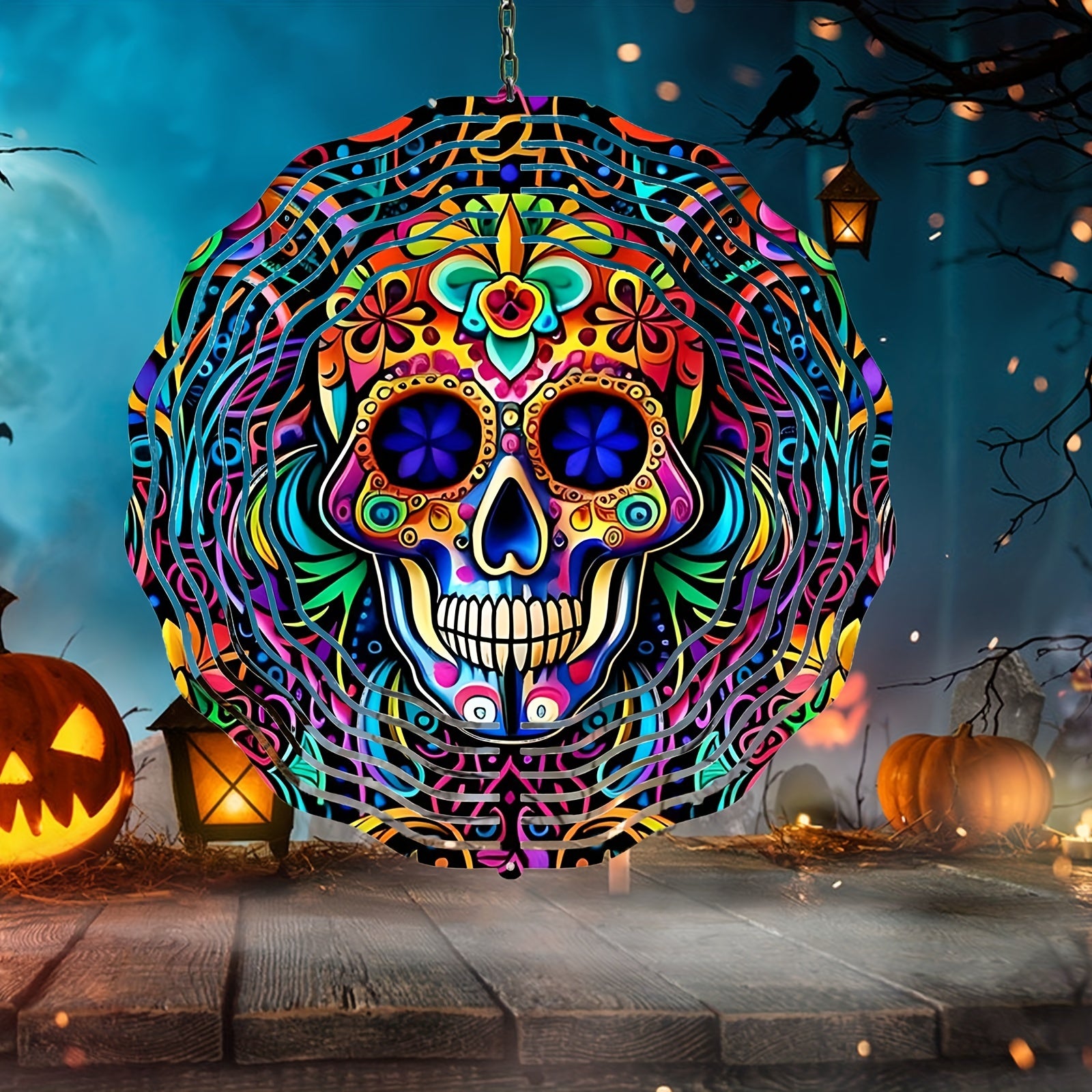 1pc Skeleton 3D Wind Spinner Halloween Outdoor Hanging Spinner Art