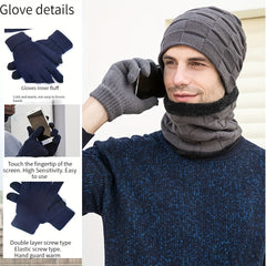3pcs Winter Fishing Hat Neck Gaiter Gloves Set Warm Hat Outdoor Sports
