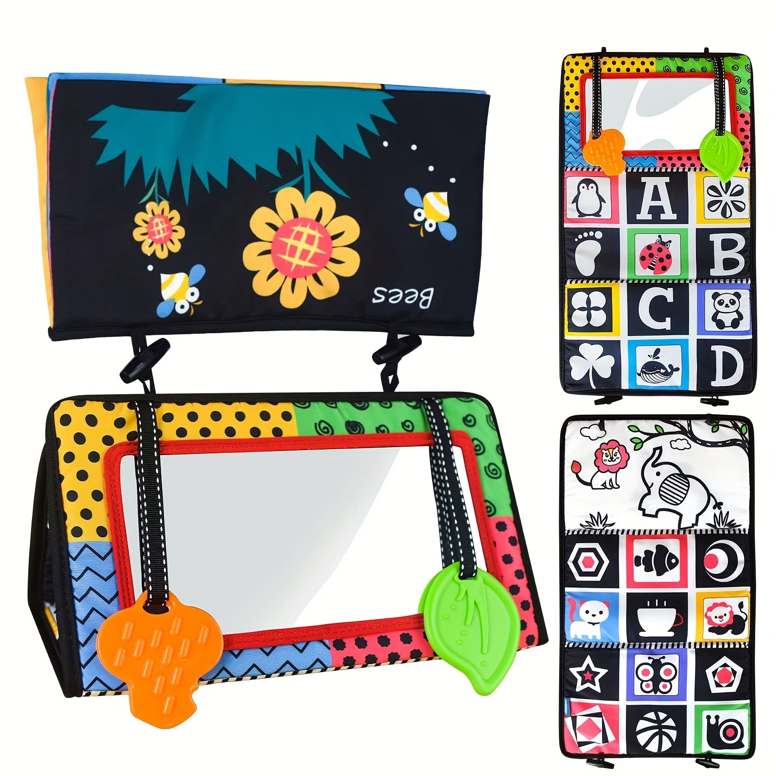 Tummy Time Mirror Baby Toys High Contrast 3D Activity Montessori
