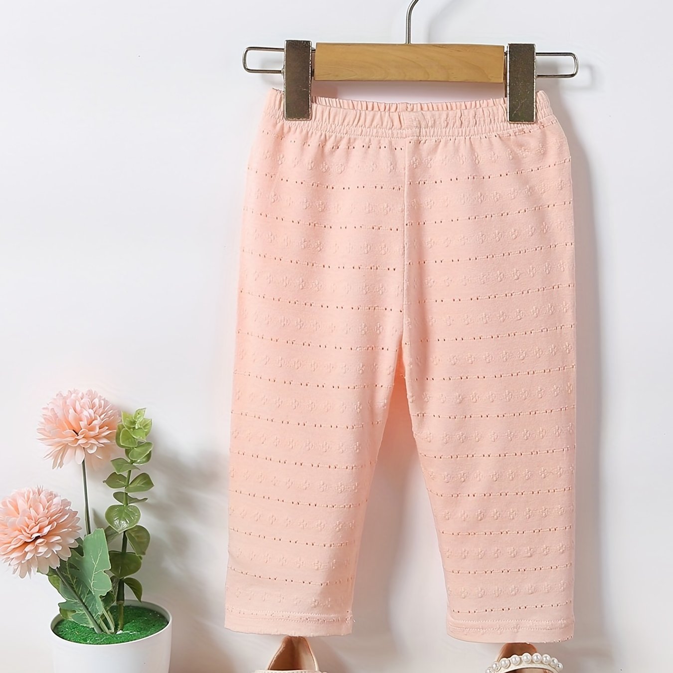 Toddler Girls' Eyelet Knit Jogger Pants for Spring Summer Fall