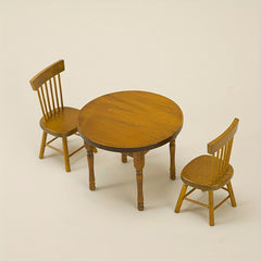 3pcs Wooden Furniture Set Dollhouse Table and Chairs DIY Photography Props