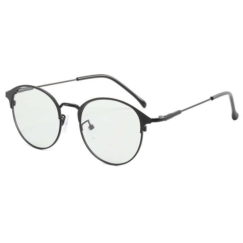 Men's Retro Metal Sunglasses Anti Changing Flat Lenses