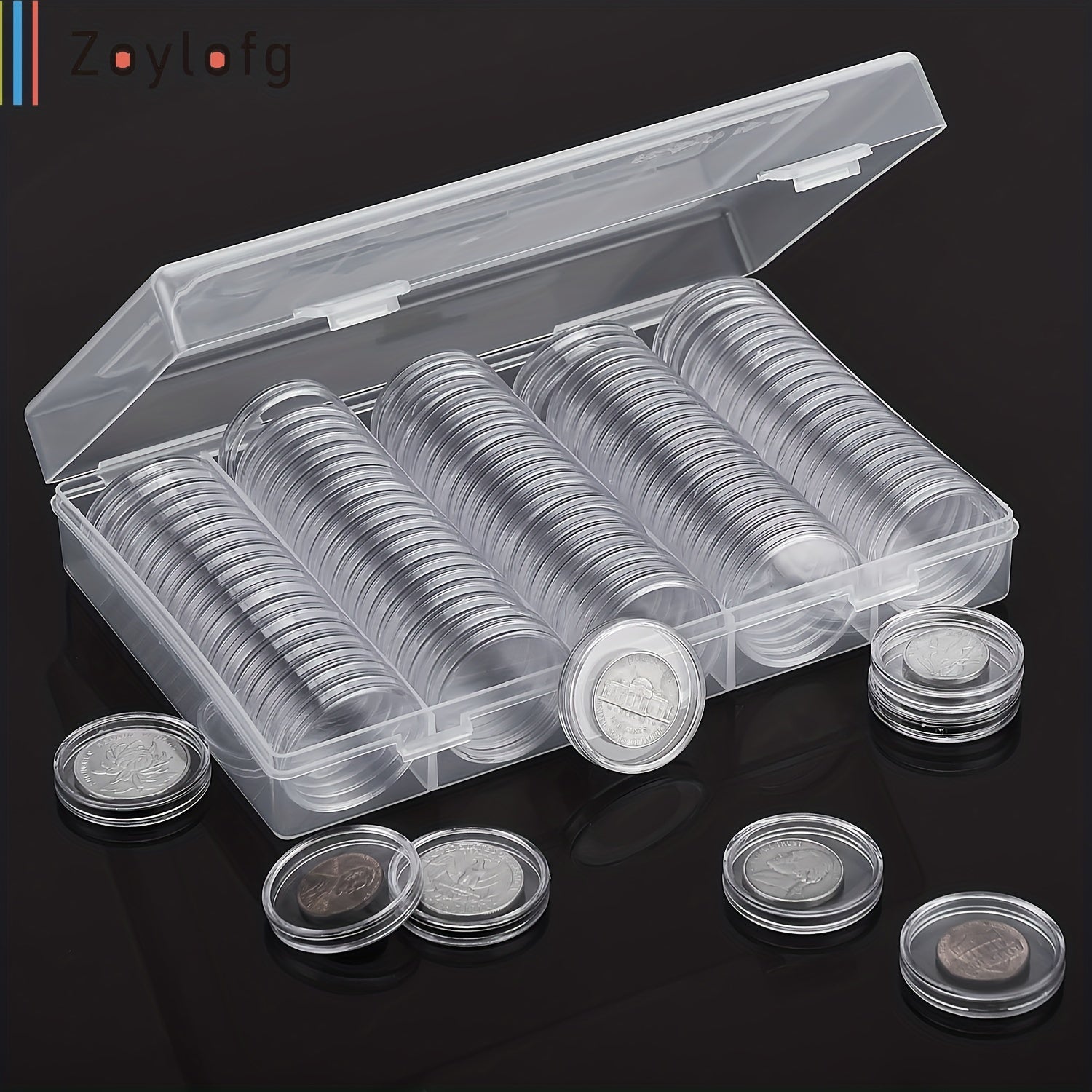 100pcs Coin Storage box 30mm Round Plastic Holder Organizer for Coin Collection