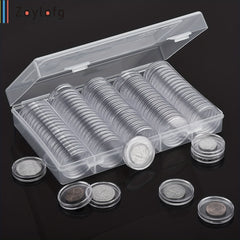 100pcs Coin Storage box 30mm Round Plastic Holder Organizer for Coin Collection