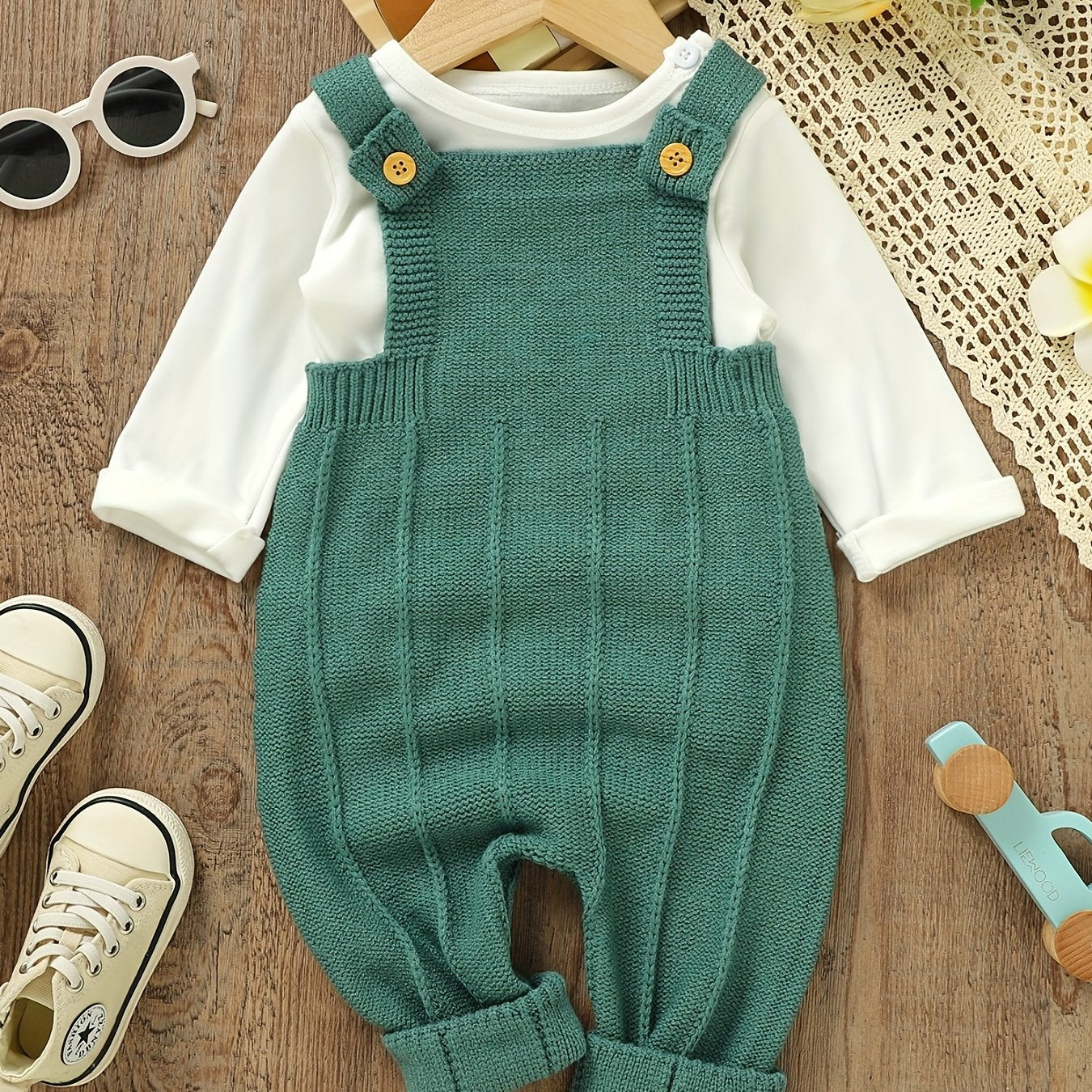 Baby Knit Suspender Romper Overalls