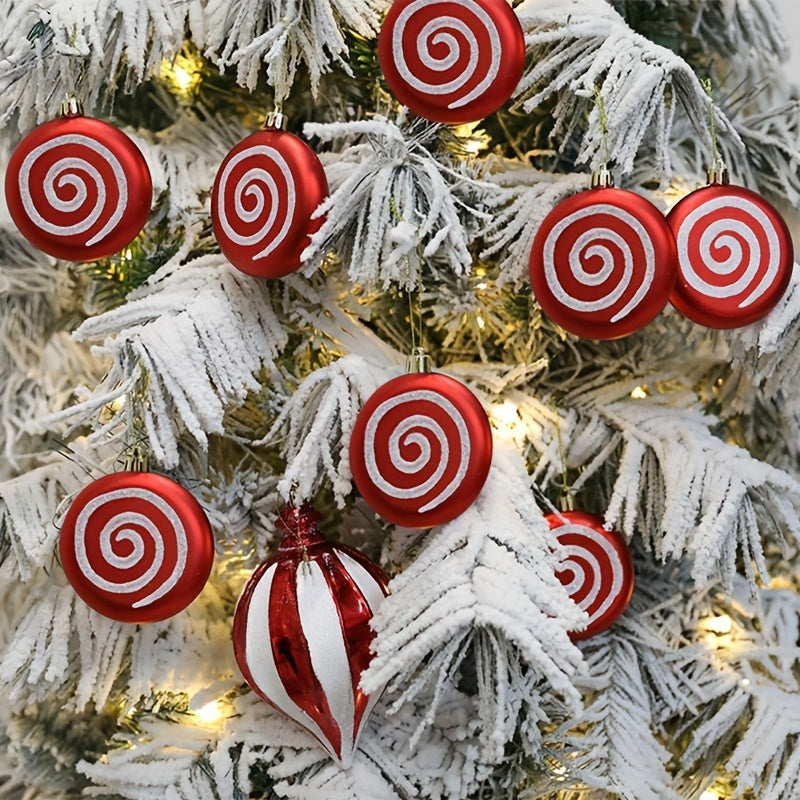 4pcs Red Round Candy Christmas Tree Pendant Family Party Decorations
