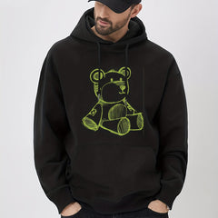 Bear Doodle Print Hoodie Men's Graphic Pullover