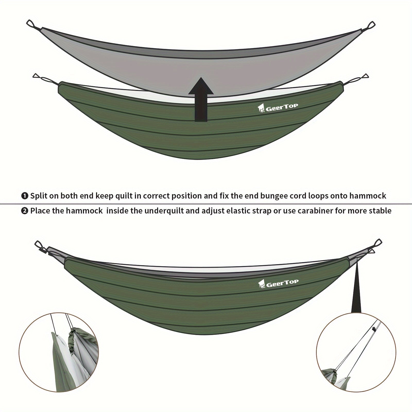 GEERTOP Lightweight Hammock Camping Quilt 3-4 Seasons Under Quilt