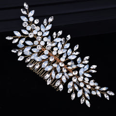 Crystal Leaf Bridal Hair Comb Alloy Wedding Accessory