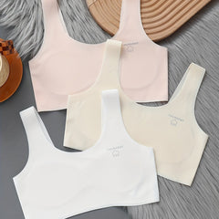 3pc Girls Dark Clouds & Letter Graphic Bras Comfortable Soft Bralette Underwear