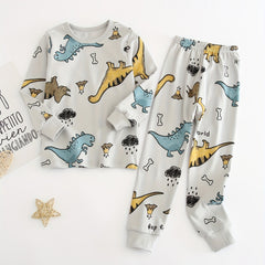 Dinosaur Kid's Pajamas Set Long Sleeve Top & Pants Comfy PJ Boy's Loungewear