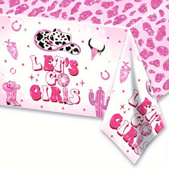Disco Cowgirl Tablecloth Pink Plastic Rectangular Table Cover