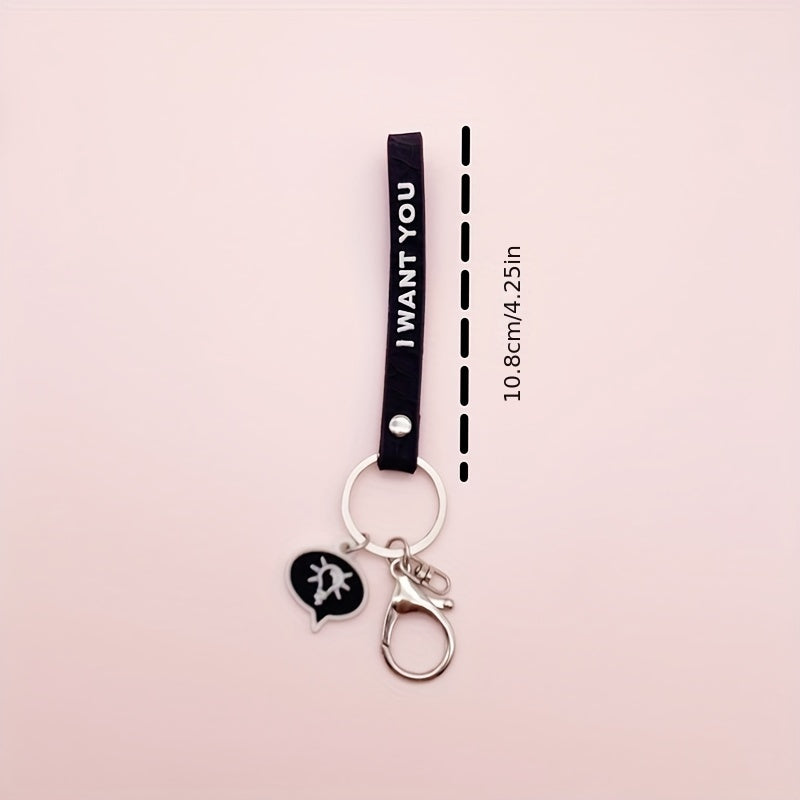 Soft PVC Geometric Cut Leather Rope Keychain For Men