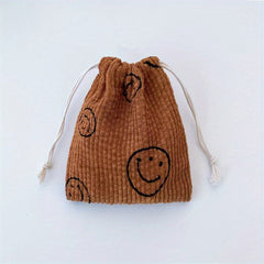 Smile Face Drawstring Cosmetic Bag for Women Travel Small Makeup Bag