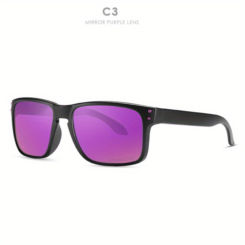 Men's Square Polarized Sunglasses Reflective Mirror Coated Film Glasses