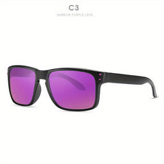 Men's Square Polarized Sunglasses Reflective Mirror Coated Film Glasses