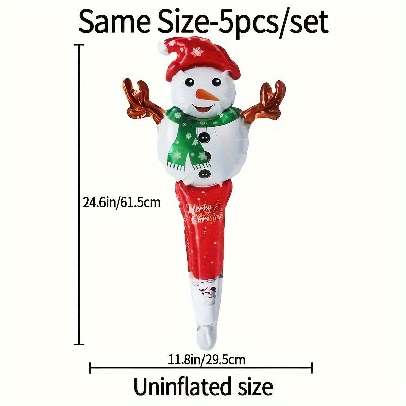 4pcs Christmas Snowman Sticks Handheld Balloon