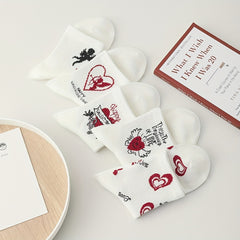 Girls Kids Heart Cupid Pattern Socks Cotton Crew Socks