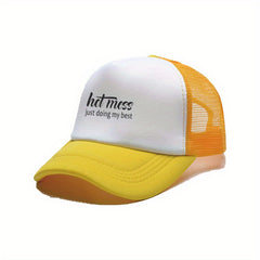 Hot Mess Print Trucker Hat Unisex Hip Hop Mesh Baseball Cap