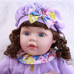 Realistic Reborn Baby Doll in Purple Floral Dress with Bunny Soft Body