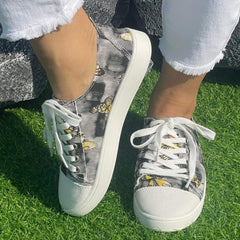 Stripe Butterfly Pattern Flat Shoes Women's Shallow Mouth Casual Shoes