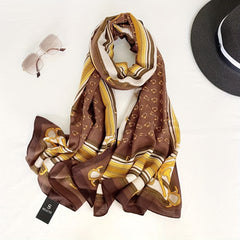 Classic Chain Print Scarf Warm Shawl Women Outdoor Windproof Head Wrap