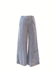 Stripe Print Two piece Set Crew Neck Tank Top & Wide Leg Pants