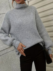 Lantern Sleeve High Neck Sweater