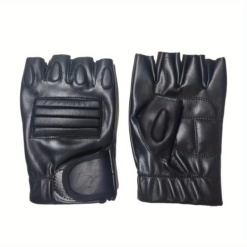 Men's Half Finger Leather Gloves for Sports and Riding
