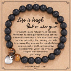 Love Heart Pendant Beaded Bracelet Energy Healing & Anxiety Relax Jewelry