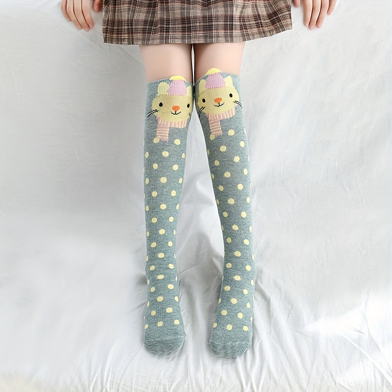 Girl's Bowknot Animal Pattern Knee High Socks